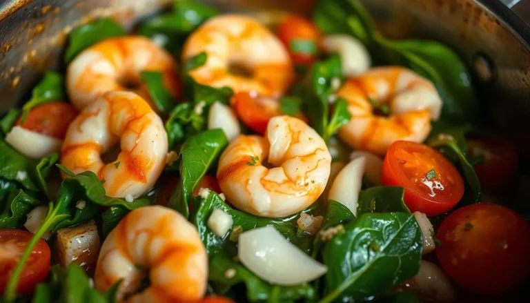 Delicious One-Pot Garlicky Shrimp & Spinach